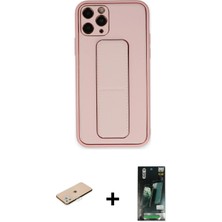 Cepte Toptan iPhone 11 Pro Akış Doku - Siyah 360 Mat Full Body Arka Koruyucu + Yeşil Renkli Kamera Lens Koruma Cam