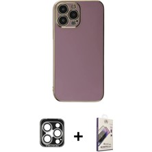 Cepte Toptan iPhone 15 Pro Max Yankı Serisi - Siyah Bilvis 3D Mat Cam Ekran Koruyucu + Gümüş Pvd Metal Kamera Lens
