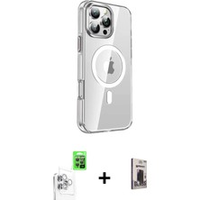 Cepte Toptan iPhone 16 Pro Nova Doku - Siyah Bilvis Hayalet Cam Ekran Koruyucu + Beyaz Raze Metal Kamera Lens