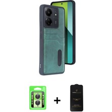 Cepte Toptan Redmi 13C Yörünge Işık Serisi - Siyah 6d Antistatik Mat Seramik Hayalet Nano Ekran Koruyucu + Gümüş Raze Metal Kamera Lens