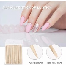 ERHCE Tırnak Eti Itici-Tahta Manikür Tırnak Eti Itme Çubuğu 100LÜ-PORTAKAL Çubuğu