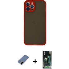 Cepte Toptan iPhone 12 Pro Ahenk Çizgi Serisi - Siyah 360 Mat Full Body Arka Koruyucu + Açık Yeşil Metal Kamera Lens Koruma Cam