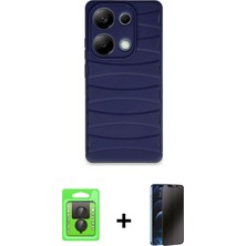 Cepte Toptan Redmi Note 13 Pro 4g Doruk Form Serisi - Siyah 3D Antistatik Hayalet Cam Ekran Koruyucu + Siyah Raze Metal Kamera Lens