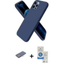 Cepte Toptan iPhone 12 Pro Max Kozmos Yansıma Özel Seri - Şeffaf Royal Nano Ekran Koruyucu + Pembe Renkli Kamera Lens Koruma Cam