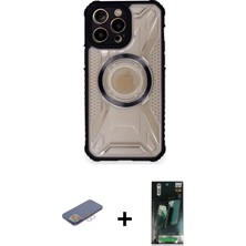 Cepte Toptan iPhone 12 Pro Max Kutup Modern - Siyah 360 Mat Full Body Arka Koruyucu + Pembe Renkli Kamera Lens Koruma Cam