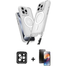 Cepte Toptan iPhone 15 Pro Max Atlas Doku Koleksiyonu - Siyah 3D Antistatik Mat Seramik Nano Ekran Koruyucu + Siyah Pvd Metal Kamera Lens