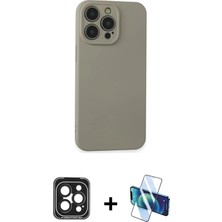 Cepte Toptan iPhone 15 Pro Max Ahenk Serisi - Siyah 3D Antistatik Seramik Nano Ekran Koruyucu + Siyah Pvd Metal Kamera Lens