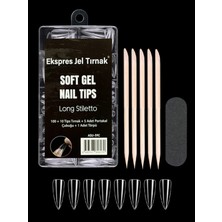 ERHCE Express Protez Tırnak Uzatma Kiti, Soft Gel Poly Tips 5 Adet Portakal Çubuğu & 1 Adet Törpü
