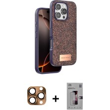 Cepte Toptan iPhone 16 Pro Max Vadi Klasik Serisi - Siyah Bilvis 3D Mat Cam Ekran Koruyucu + Çöl Titanyum Pers Alüminyum Kamera Lens