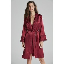 Pierre Cardin 6965 Altılı Saten Gecelik Sabahlık Takımı Bordo