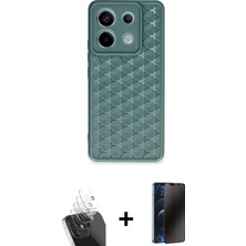 Cepte Toptan Redmi Note 13 Pro 5g Zirve Form - Siyah 3D Antistatik Hayalet Cam Ekran Koruyucu + Şeffaf Kamera Lens Koruma Cam