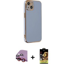 Cepte Toptan iPhone 14 Yankı Serisi - Siyah Buffer Cam Ekran Koruyucu + Kırmızı Raze Metal Kamera Lens