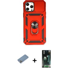 Cepte Toptan iPhone 12 Pro Max Ahenk Klasik - Siyah 360 Mat Full Body Arka Koruyucu + Gümüş Shine Kamera Lens Koruma Cam