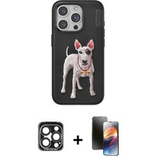 Cepte Toptan iPhone 15 Pro Max Nova Form Koleksiyonu - Siyah 3D Antistatik Mat Seramik Nano Ekran Koruyucu + Lacivert Pvd Metal Kamera Lens