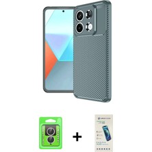 Cepte Toptan Redmi Note 13 Pro 4g Eksen Form Prime - Şeffaf Pasifik Cam Ekran Koruyucu + Gümüş Raze Metal Kamera Lens