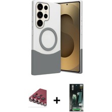 Cepte Toptan Galaxy S23 Ultra Kozmos Form Özel Seri - Şeffaf 360 Full Body Arka Koruyucu + Kırmızı Valdez Metal Kamera Lens