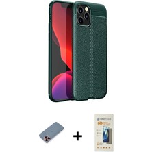Cepte Toptan iPhone 12 Pro Max Doruk Klasik Özel Seri - Siyah 6d Mat Seramik Hayalet Nano Ekran Koruyucu + Kırmızı Metal Kamera Lens Koruma Cam