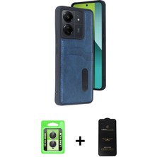 Cepte Toptan Redmi 13C Yörünge Işık Serisi - Siyah 6d Antistatik Mat Seramik Hayalet Nano Ekran Koruyucu + Gümüş Raze Metal Kamera Lens