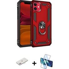Cepte Toptan iPhone 11 Ahenk Klasik Koleksiyonu - Siyah 3D Antistatik Cam Ekran Koruyucu + Pembe Renkli Kamera Lens Koruma Cam