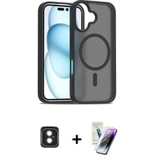 Cepte Toptan iPhone 16 Siluet Minimal Prime - Şeffaf Pasifik Cam Ekran Koruyucu + Pembe Pvd Metal Kamera Lens