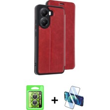 Cepte Toptan Poco X7 Pro Zirve Yansıma Serisi - Siyah 3D Antistatik Cam Ekran Koruyucu + Gümüş Raze Metal Kamera Lens