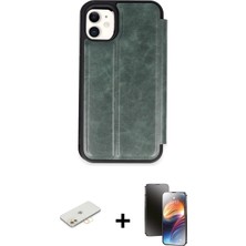 Cepte Toptan iPhone 11 Zirve Yansıma Serisi - Siyah 3D Antistatik Mat Seramik Nano Ekran Koruyucu + Sarı Renkli Kamera Lens Koruma Cam