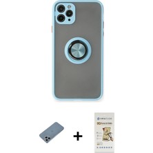 Cepte Toptan iPhone 11 Pro Max Yörünge Çizgi - Siyah Mat Seramik Nano Ekran Koruyucu + Sierra Blue Shine Kamera Lens Koruma Cam