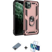 Cepte Toptan iPhone 11 Pro Max Ahenk Klasik Koleksiyonu - Siyah 3D Antistatik Cam Ekran Koruyucu + Siyah Metal Kamera Lens Koruma Cam