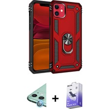 Cepte Toptan iPhone 11 Ahenk Klasik Koleksiyonu - Siyah Bilvis 5in1 5d Magic Hayalet Cam Ekran Koruyucu + Mavi Raze Metal Kamera Lens