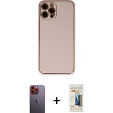 Cepte Toptan iPhone 12 Pro Yadigar Klasik - Siyah 6d Mat Seramik Hayalet Nano Ekran Koruyucu + Turuncu Neon Fosforlu Kamera Lens
