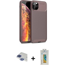Cepte Toptan iPhone 11 Pro Max Eksen Form Prime - Siyah Polymer Nano Ekran Koruyucu + Lacivert Pers Alüminyum Kamera Lens