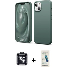 Cepte Toptan iPhone 14 Kozmos Yansıma Özel Seri - Şeffaf Pasifik Cam Ekran Koruyucu + Siyah Pvd Metal Kamera Lens