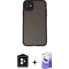 Cepte Toptan iPhone 11 Ahenk Çizgi Serisi - Siyah Bilvis 5in1 5d Magic Hayalet Cam Ekran Koruyucu + Yeşil Pvd Metal Kamera Lens