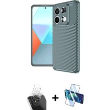 Cepte Toptan Redmi Note 13 Pro 4g Eksen Form Prime - Siyah 3D Antistatik Cam Ekran Koruyucu + Şeffaf Kamera Lens Koruma Cam