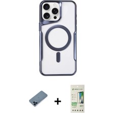 Cepte Toptan iPhone 11 Pro Max Yadigar Klasik Özel Seri - Siyah 20D Premium Cam Ekran Koruyucu + Mavi Metal Kamera Lens Koruma Cam