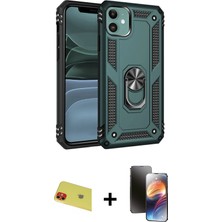 Cepte Toptan iPhone 11 Ahenk Klasik Koleksiyonu - Siyah 3D Antistatik Mat Seramik Nano Ekran Koruyucu + Kırmızı Rainbow Kamera Lens Koruma Cam