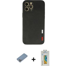 Cepte Toptan iPhone 12 Pro Max Doruk Asil Koleksiyonu - Siyah Polymer Nano Ekran Koruyucu + Gökkuşağı Shine Kamera Lens Koruma Cam