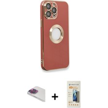 Cepte Toptan iPhone 13 Pro Max Iz Form Serisi - Siyah 6d Mat Seramik Hayalet Nano Ekran Koruyucu + Gökkuşağı Pers Alüminyum Kamera Lens