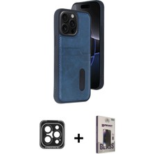Cepte Toptan iPhone 15 Pro Max Yörünge Işık Serisi - Siyah Bilvis Hayalet Cam Ekran Koruyucu + Siyah Pvd Metal Kamera Lens