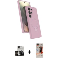 Cepte Toptan Galaxy S23 Ultra Iz Işık Koleksiyonu - Siyah Autokit 5in1 Fiber Hayalet Cam Ekran Koruyucu + Gold Pvd Metal Kamera Lens