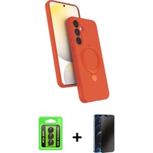 Cepte Toptan Galaxy A15 4g Iz Işık Koleksiyonu - Siyah 3D Antistatik Hayalet Cam Ekran Koruyucu + Siyah Raze Metal Kamera Lens