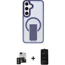 Cepte Toptan Galaxy S24 Pusula Doku Koleksiyonu - Siyah 6d Antistatik Mat Seramik Hayalet Nano Ekran Koruyucu + Siyah Pvd Metal Kamera Lens