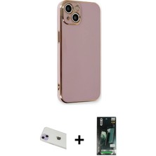 Cepte Toptan iPhone 13 Yankı Serisi - Şeffaf 360 Full Body Arka Koruyucu + Mor Rainbow Kamera Lens Koruma Cam