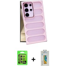 Cepte Toptan Galaxy S24 Ultra Yadigar Doku Özel Seri - Siyah Polymer Nano Ekran Koruyucu + Sarı Raze Metal Kamera Lens