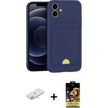 Cepte Toptan iPhone 11 Vadi Çizgi Prime - Siyah Buffer Cam Ekran Koruyucu + Sarı Renkli Kamera Lens Koruma Cam