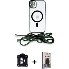 Cepte Toptan iPhone 11 Eksen Özel Seri - Siyah Bilvis Hayalet Cam Ekran Koruyucu + Mavi Pvd Metal Kamera Lens