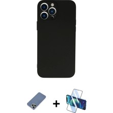 Cepte Toptan iPhone 13 Pro Ahenk Serisi - Siyah 3D Antistatik Seramik Nano Ekran Koruyucu + Açık Yeşil Metal Kamera Lens Koruma Cam
