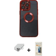 Cepte Toptan iPhone 14 Pro Max Pusula Form - Siyah 6d Mat Seramik Hayalet Nano Ekran Koruyucu + Gümüş Band Metal Kamera Lens