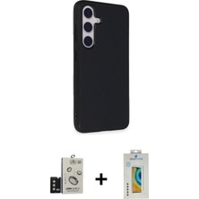 Cepte Toptan Galaxy S24 Akış Asil Koleksiyonu - Siyah Polymer Nano Ekran Koruyucu + Titanyum Gri Bilvis Titan Kamera Lens