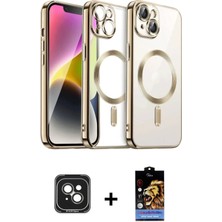 Cepte Toptan iPhone 15 Nova Işık Özel Seri - Siyah Buffer Hayalet Cam Ekran Koruyucu + Yeşil Pvd Metal Kamera Lens